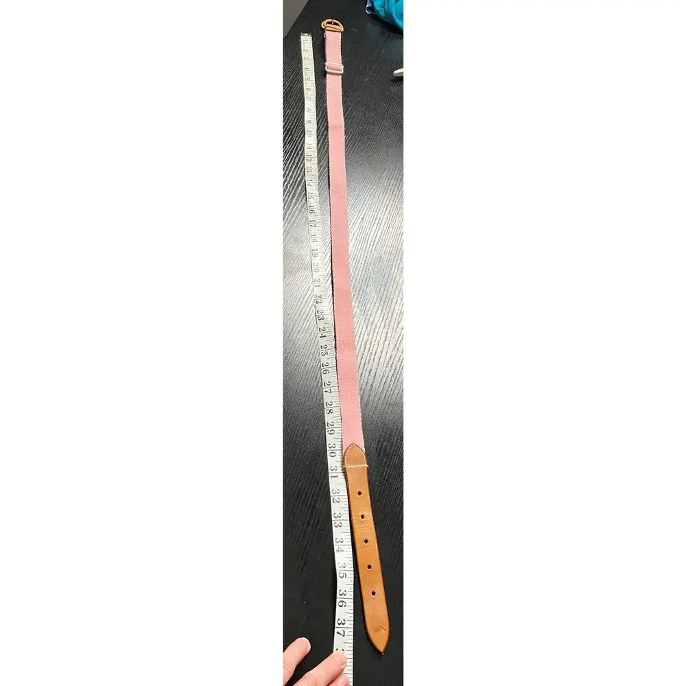 Y2K Preppy Style Polo Ralph Lauren Pink Canvas and Leather Adjustable Belt